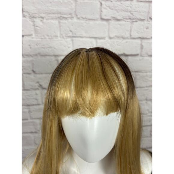 Honey Blond with Medium Brown Lace Front Synthetic Wig - Picture 2 of 11